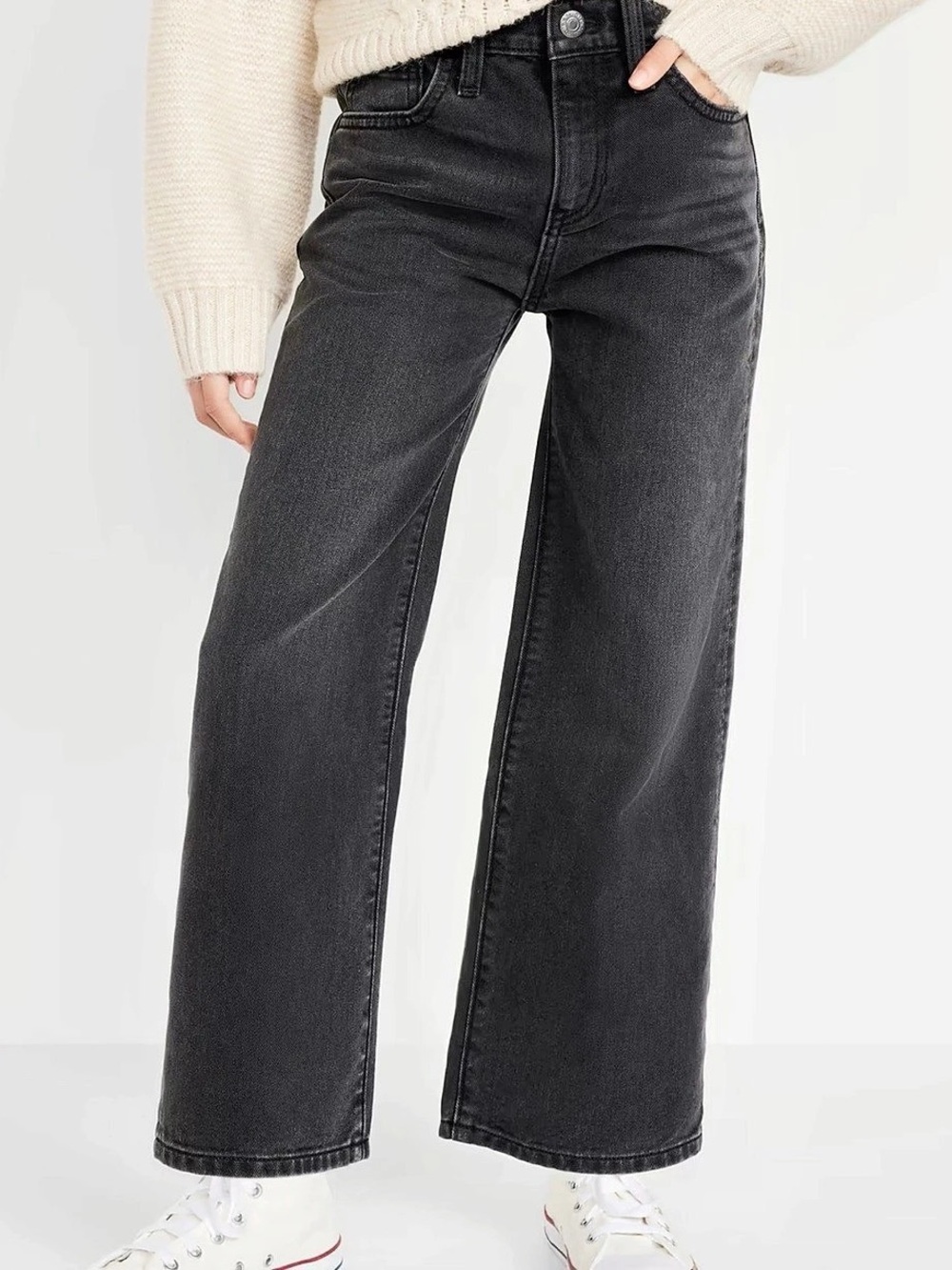 Old Navy High-Rise Baggy Wide-Leg Built-In Tough Jeans Black Size 8
